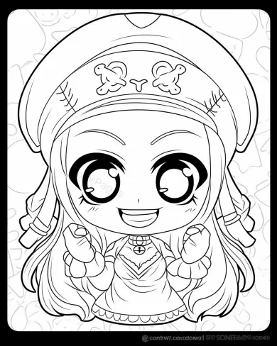 Charming Chibi Character Coloring Page