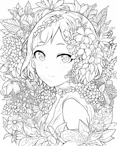 Charming Floral Fantasy Coloring Page