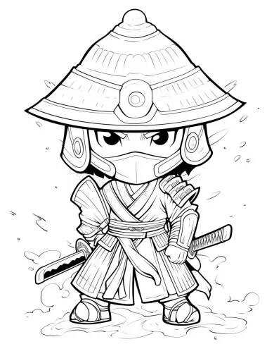 Chibi Samurai Coloring Page