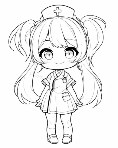 Cute Nurse Coloring Page
