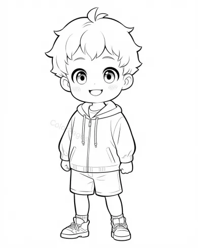 Cheerful Boy Coloring Page