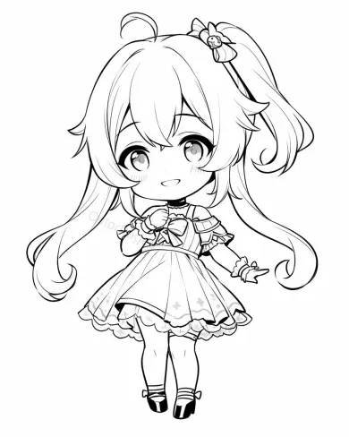 Cute Chibi Character Coloring Page