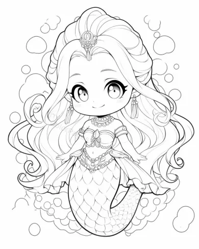 Charming Mermaid Coloring Page