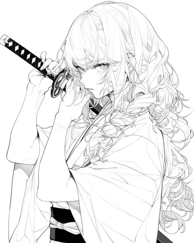 Elegant Samurai Coloring Page