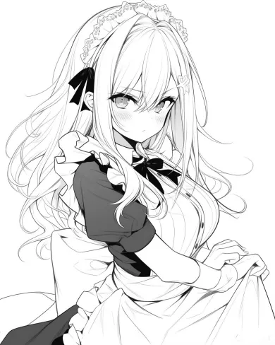 Elegant Maid Coloring Page