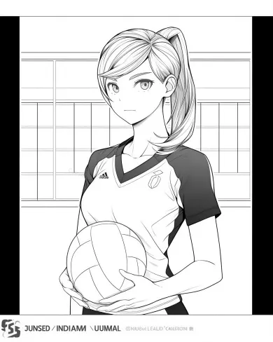 Dynamic Volleyball Player Coloring Page