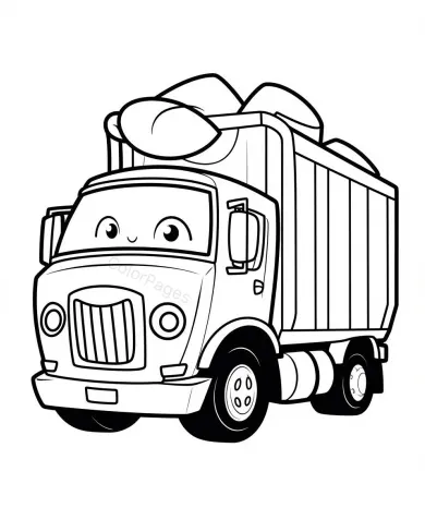 Cheerful Garbage Truck Coloring Page