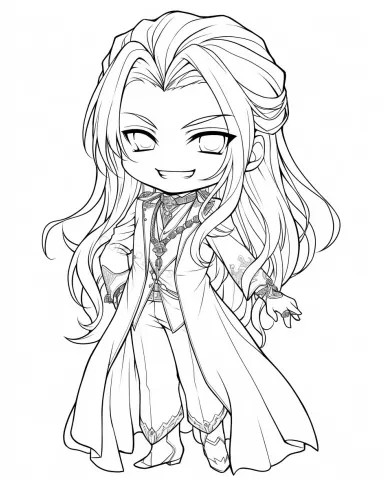 Charming Chibi Character Coloring Page