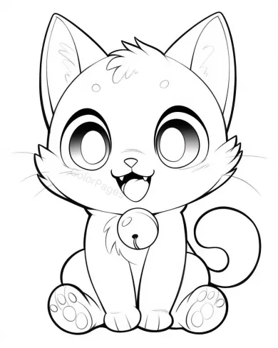 Adorable Cat Coloring Page