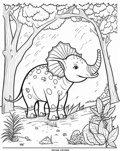 Whimsical Triceratops Coloring Page