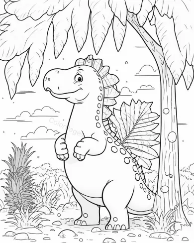 Friendly Dinosaur Coloring Page