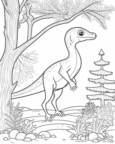 Playful Dinosaur in a Forest