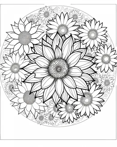 Cheerful Sunflower Coloring Page