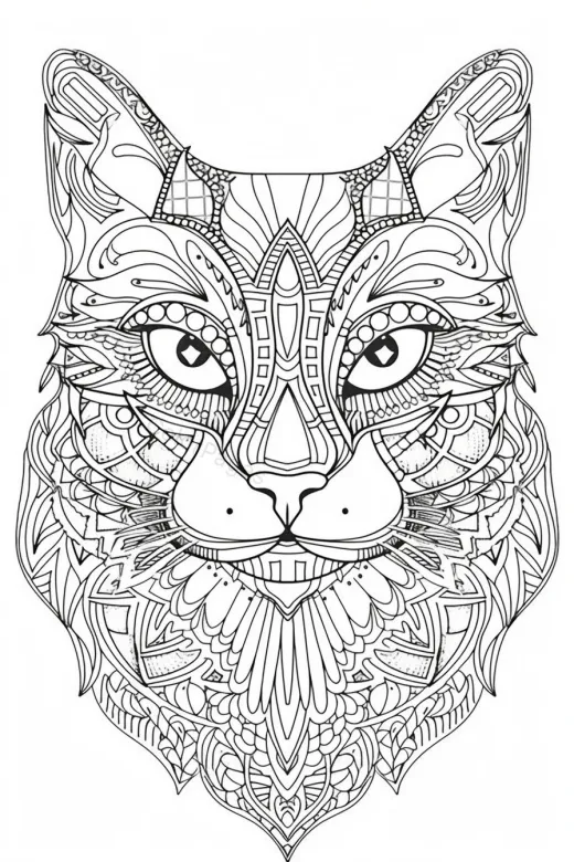 Intricate Cat Coloring Page for Kids preview
