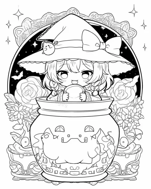 Charming Witch Coloring Page preview