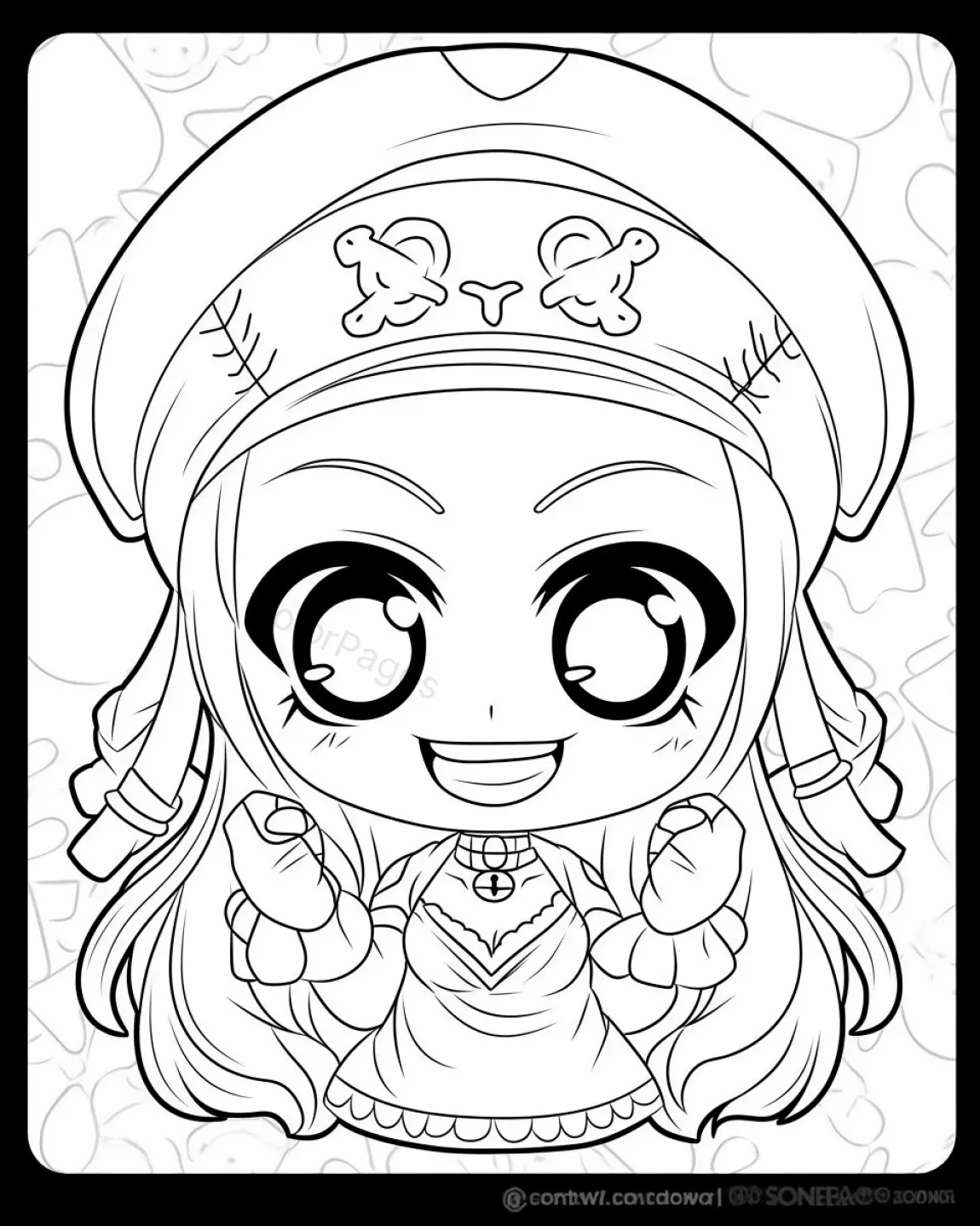 Charming Chibi Character Coloring Page