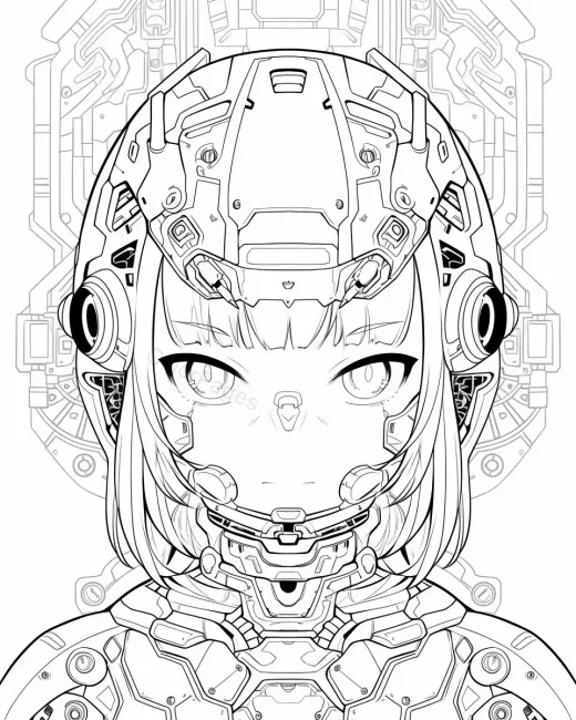 Futuristic Robot Coloring Page preview
