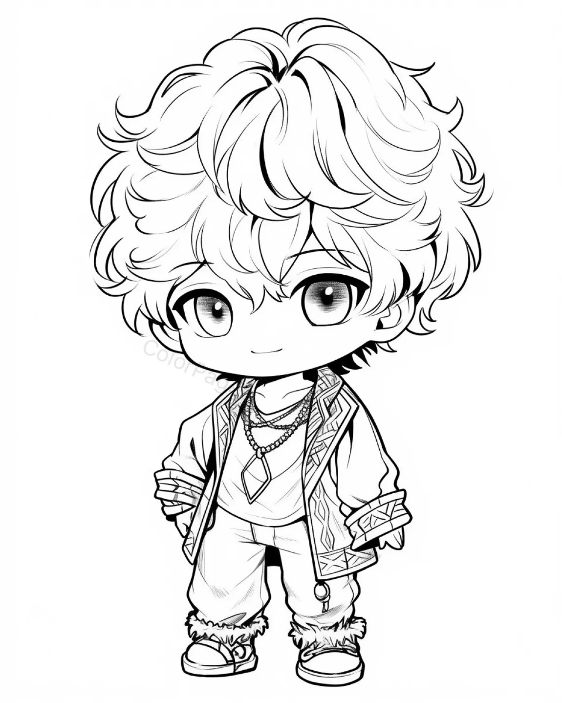 Charming Chibi Character Coloring Page