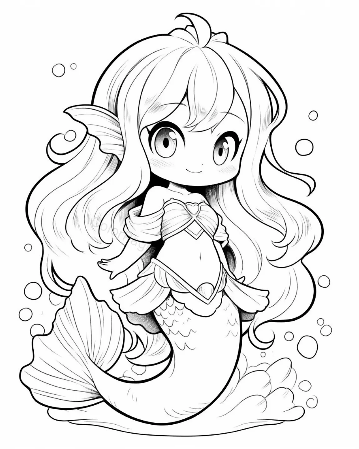 Charming Mermaid Coloring Page