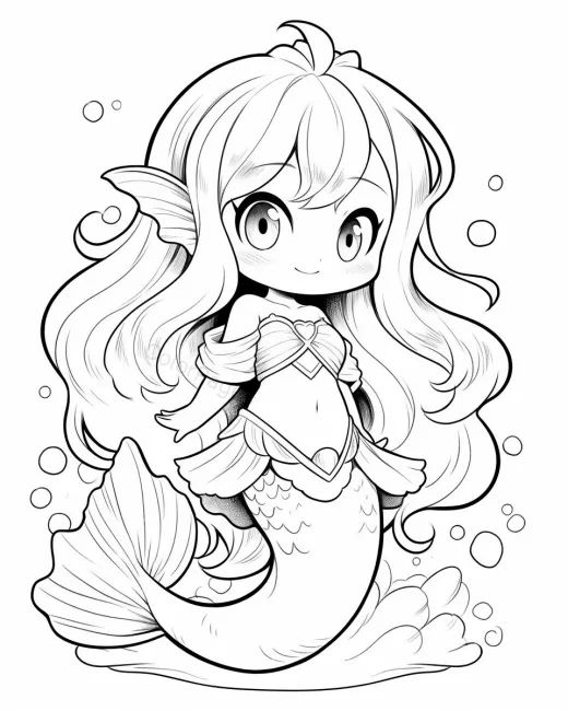 Charming Mermaid Coloring Page preview