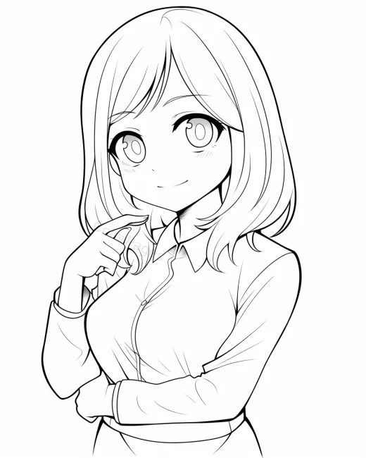 Charming Anime Girl Coloring Page preview