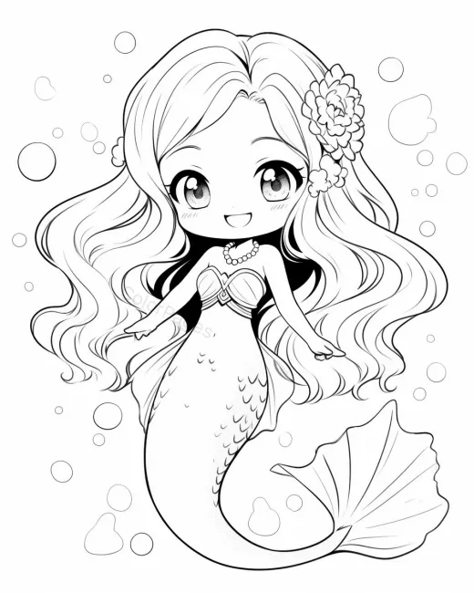 Charming Mermaid Coloring Page preview