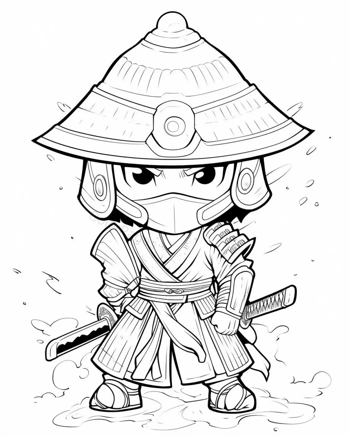 Chibi Samurai Coloring Page