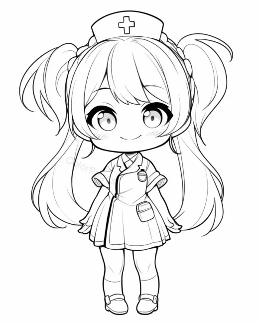 Cute Nurse Coloring Page preview