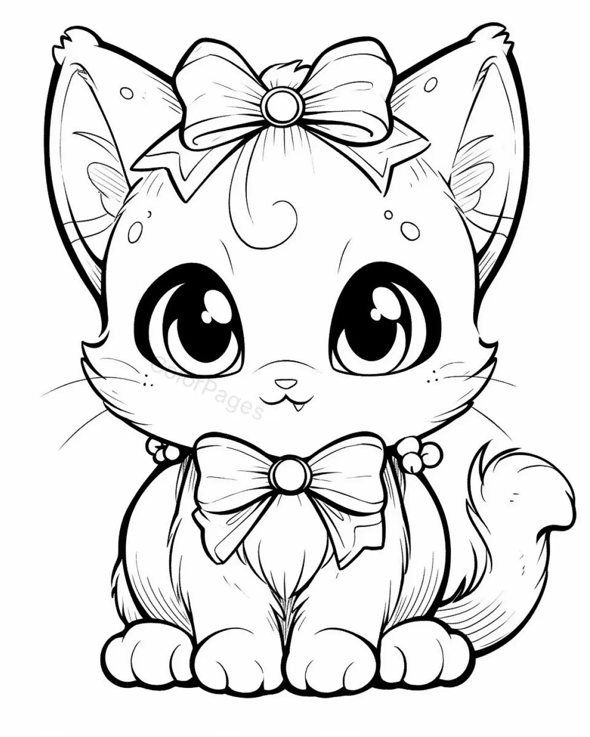Adorable Kitten Coloring Page