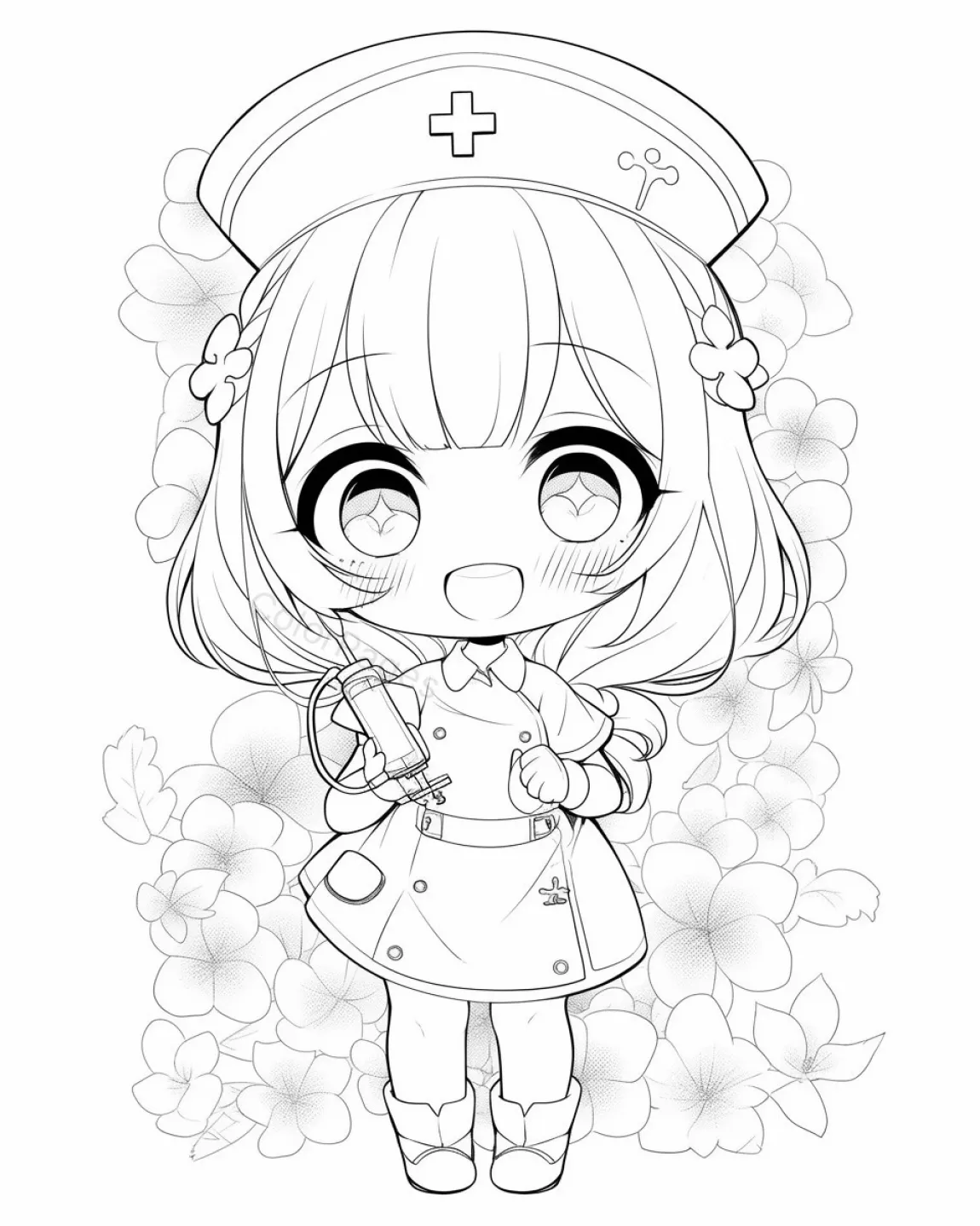 Cute Nurse Coloring Page
