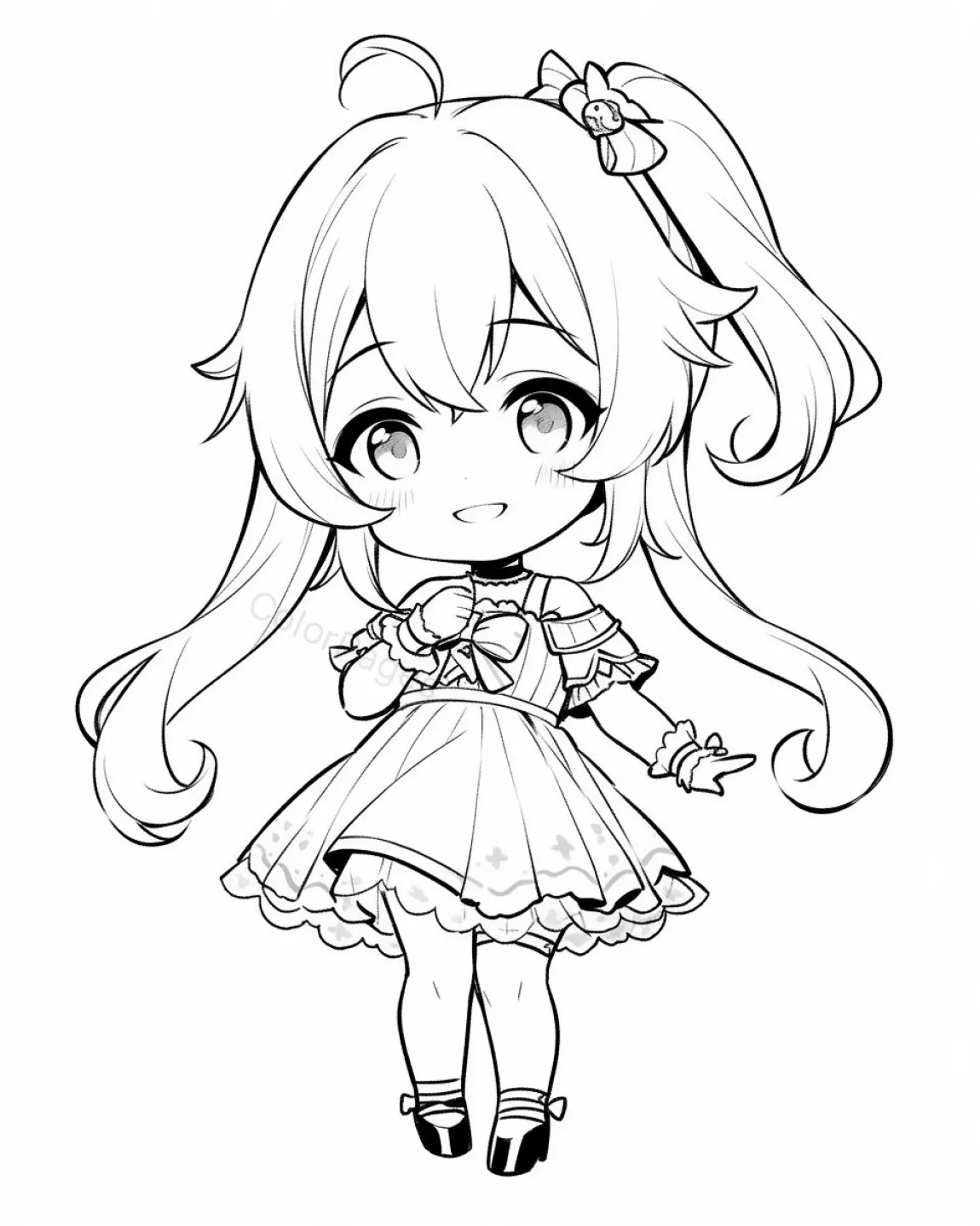 Cute Chibi Character Coloring Page