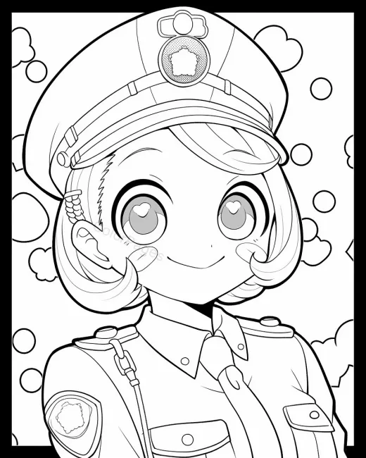 Charming Police Officer Coloring Page preview