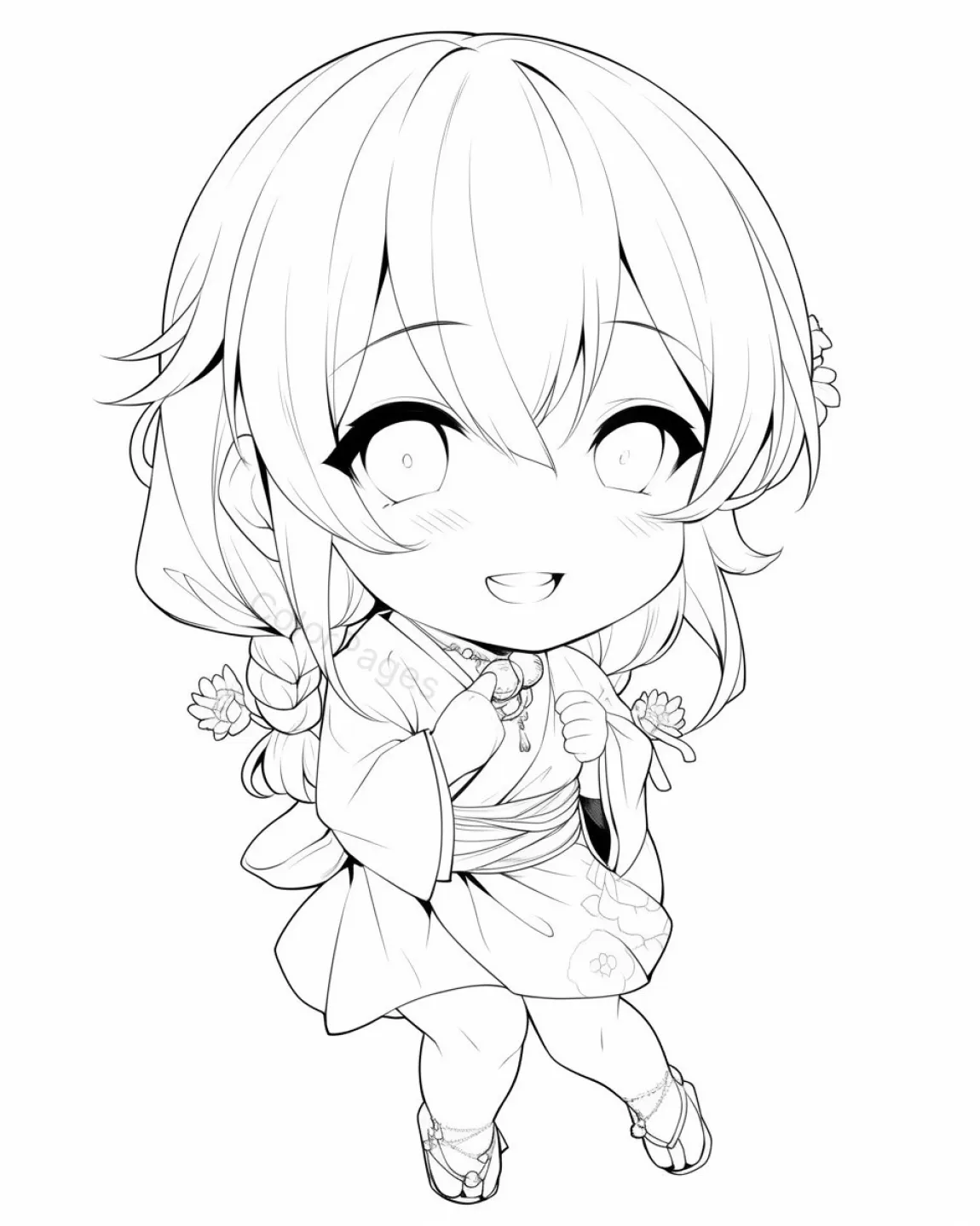 Charming Chibi Character Coloring Page