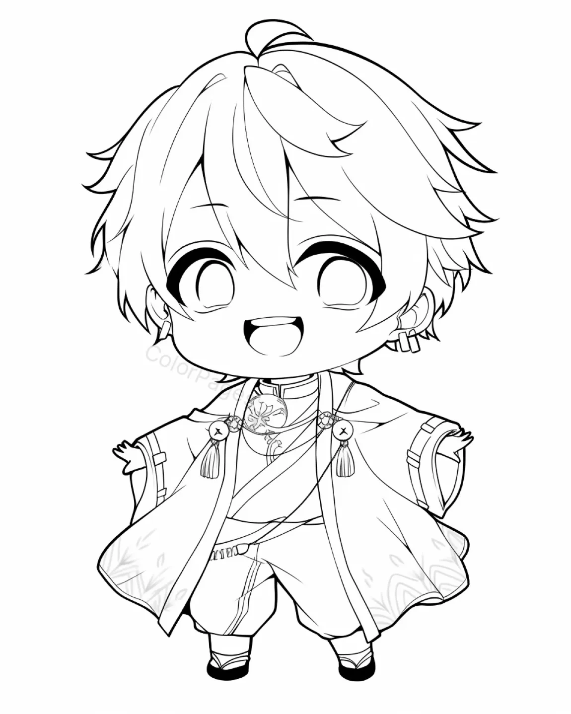 Charming Chibi Character Coloring Page