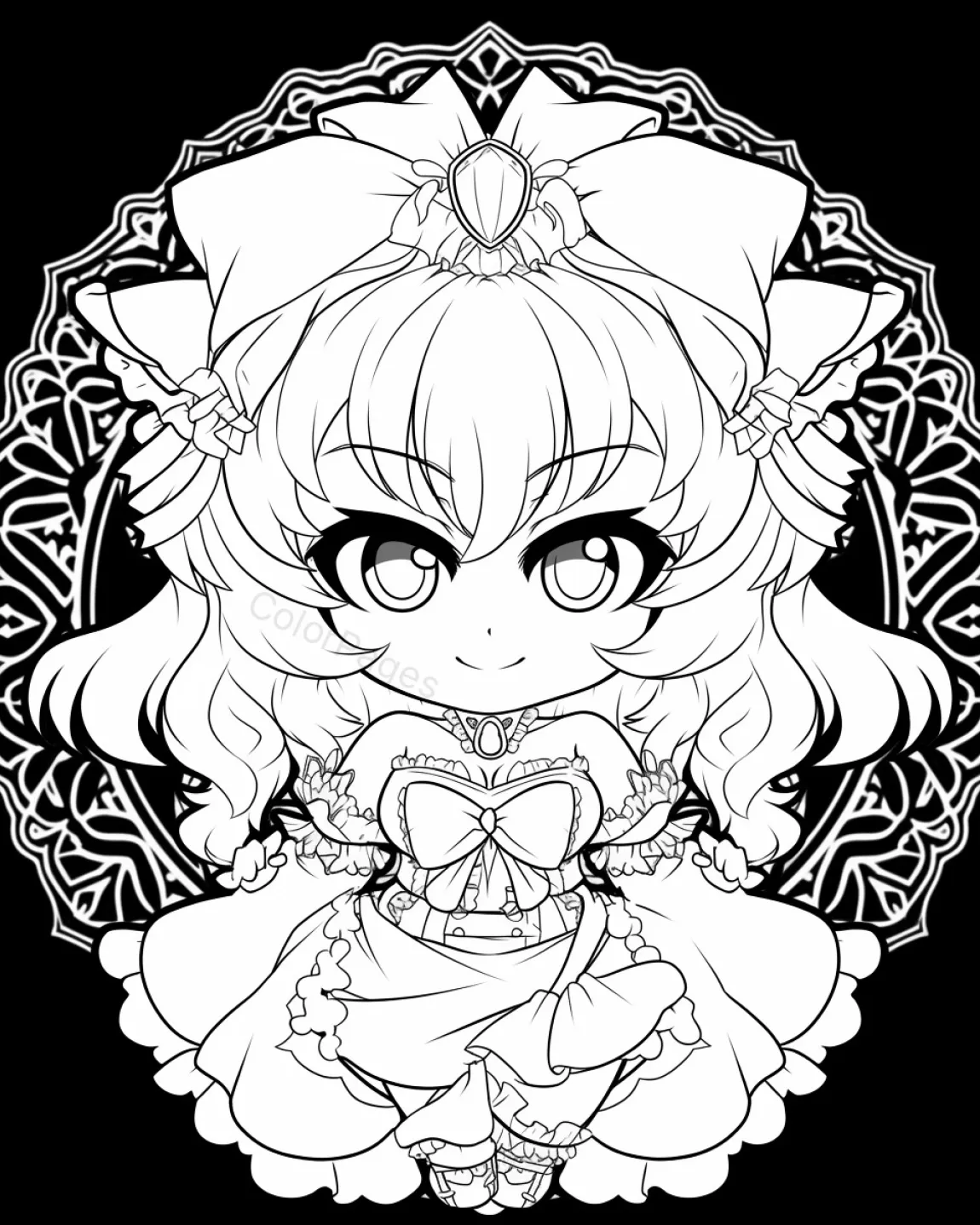 Charming Chibi Character Coloring Page