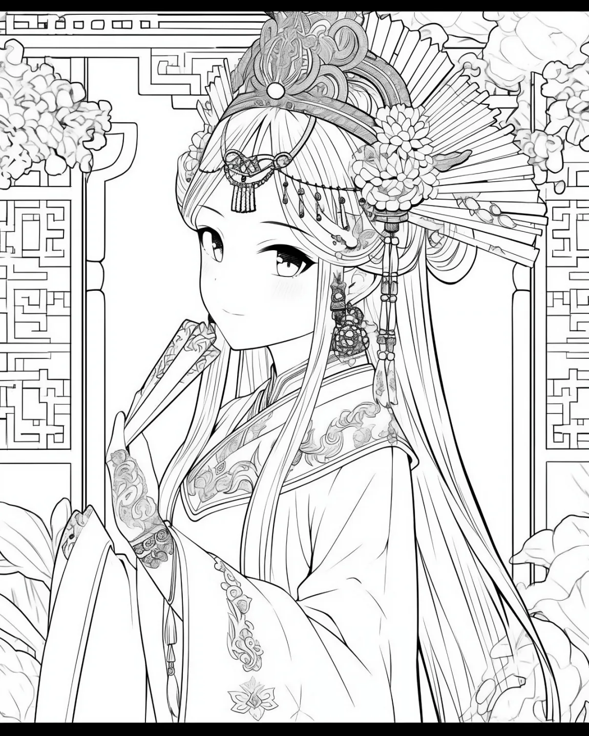Elegant Princess Coloring Page