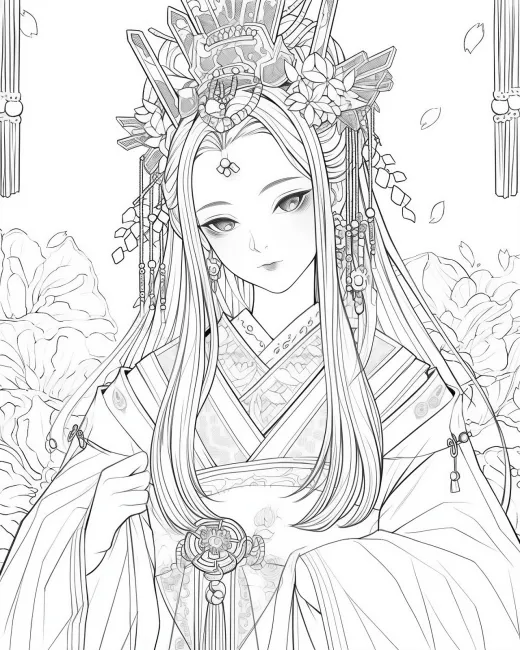 Oriental Beauty Coloring Page preview