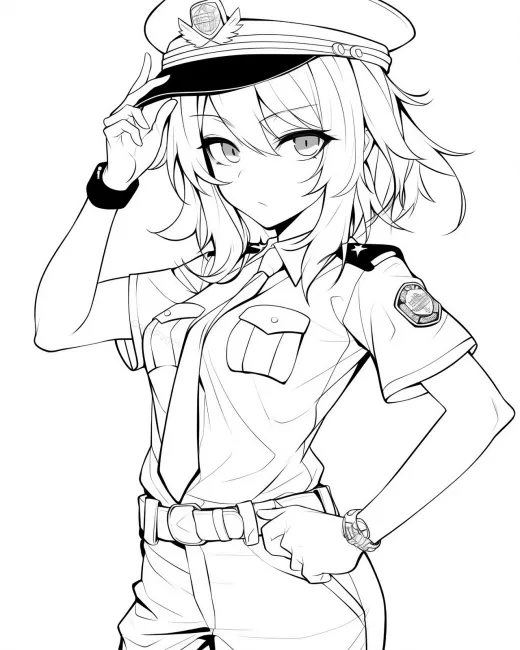 Confident Officer Coloring Page preview