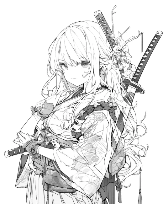 Elegant Warrior Coloring Page preview