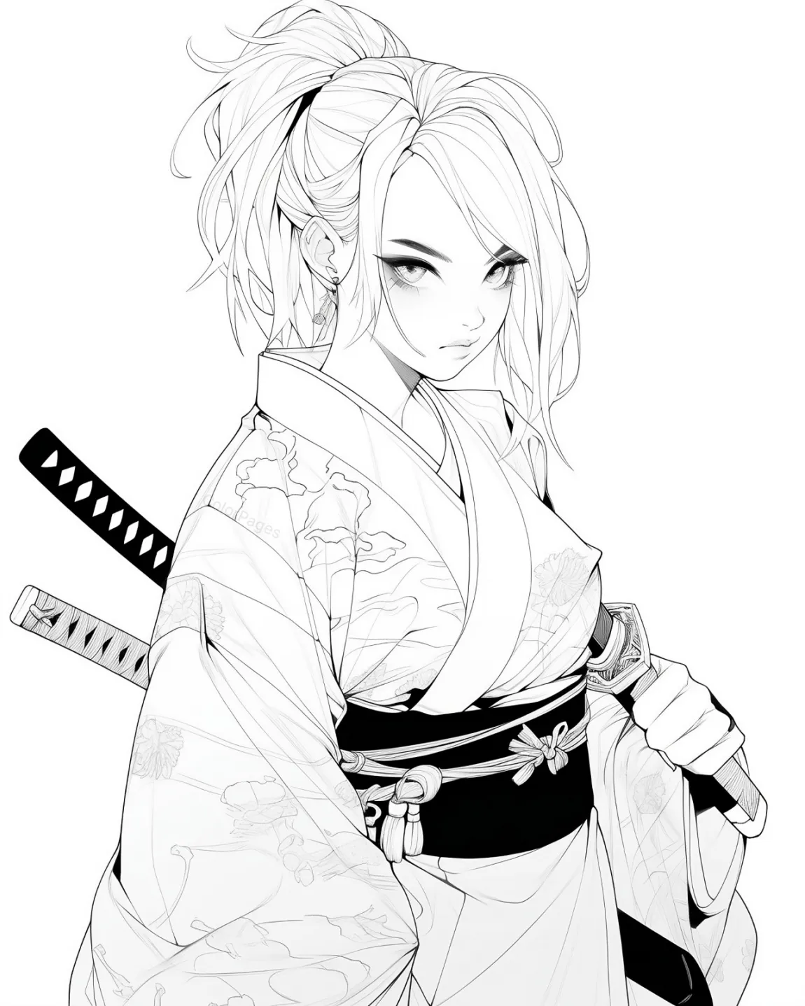 Elegant Samurai Coloring Page