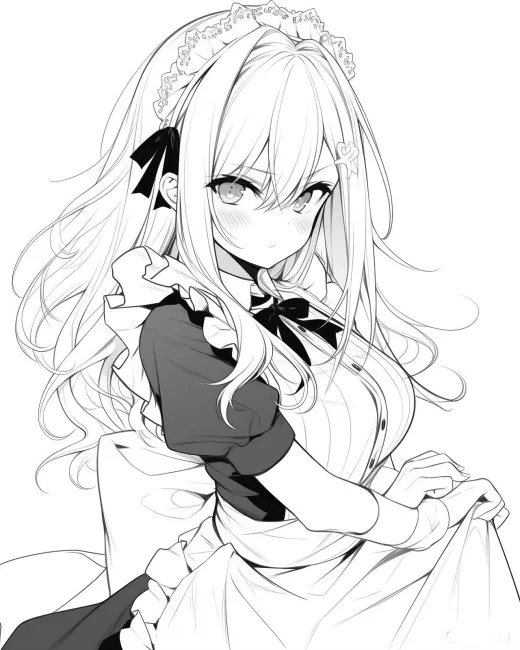 Elegant Maid Coloring Page preview