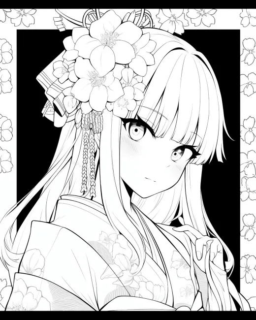 Elegant Floral Coloring Page preview