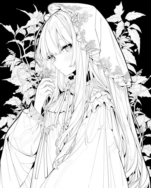 Enchanting Floral Elegance Coloring Page preview