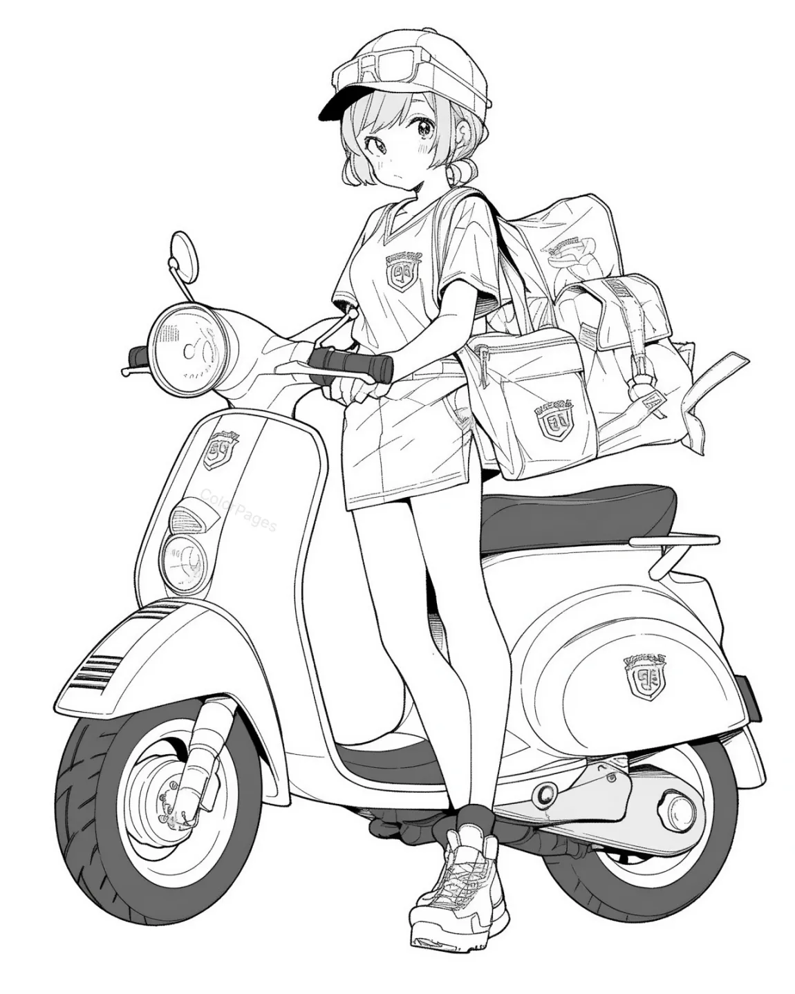Cool Scooter Delivery Girl Coloring Page