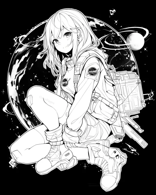 Adventurous Space Explorer Coloring Page preview