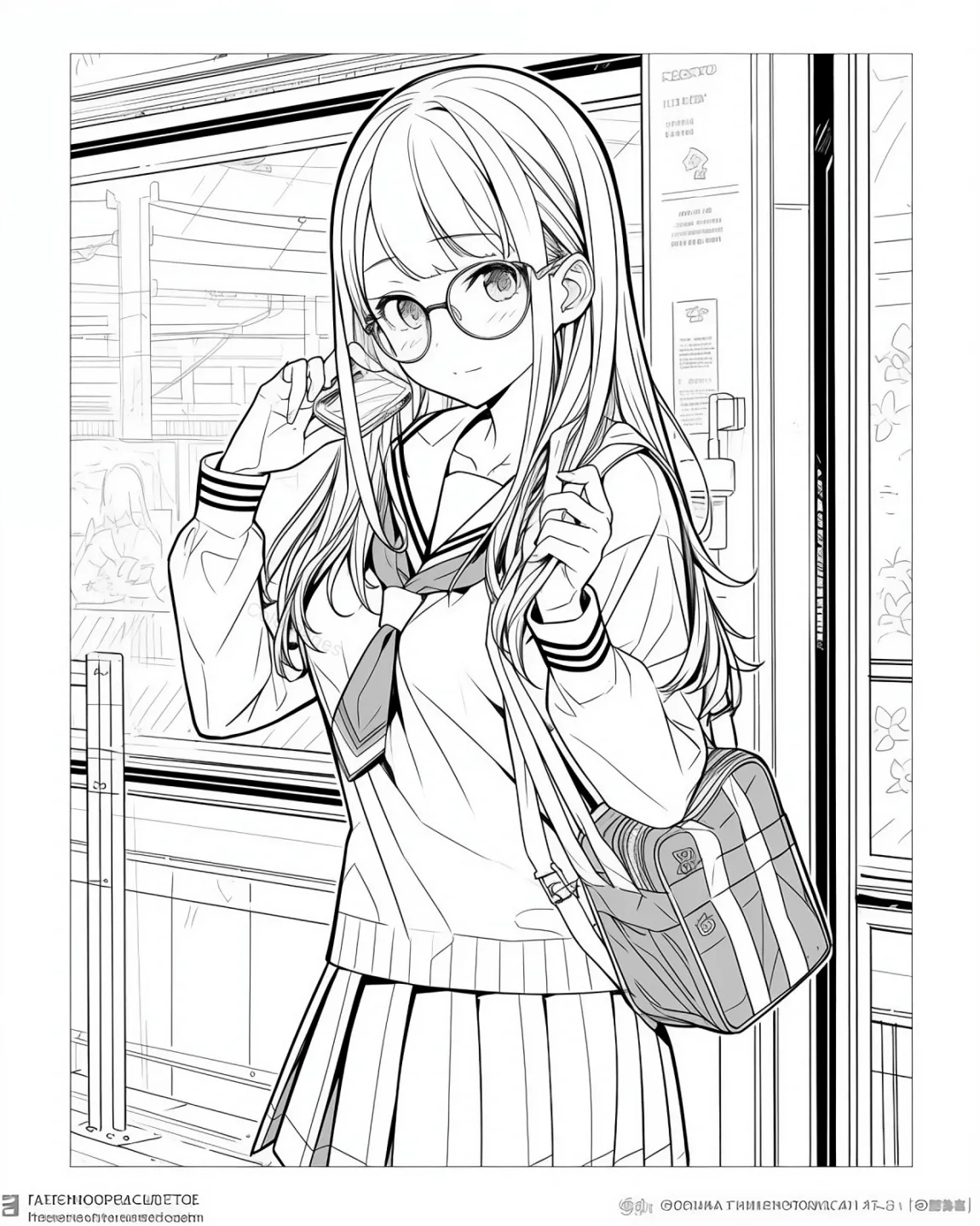 Charming Schoolgirl Coloring Page