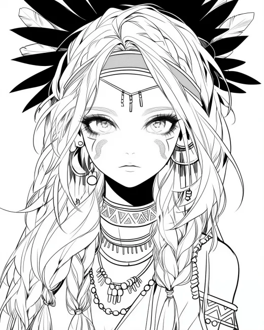 Beautiful Native-Inspired Coloring Page preview