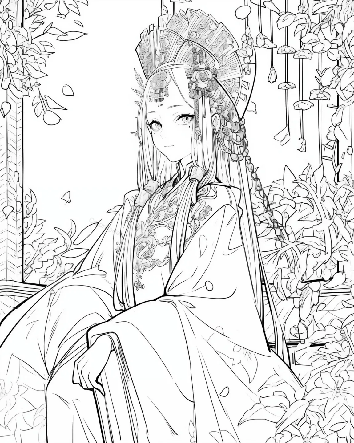 Elegant Coloring Page for Relaxation