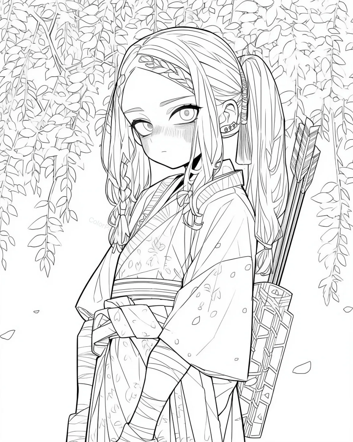 Enchanting Coloring Page of a Young Archer