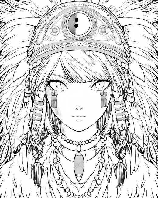Majestic Native Spirit Coloring Page preview